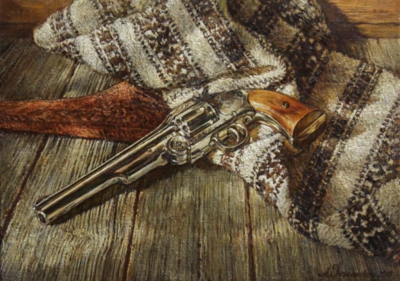 Original Painting, Pistol by Anton Ovsianikov