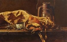 Original Painting, Spurs and Lantern by Anton