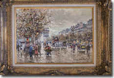 Original Painting,Arc de Triomphe Ave des Champs Elysees  by Antoine Blanchard