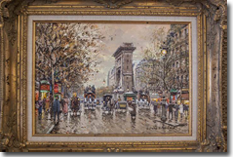 Original Painting,Les Grands blvd la Porte St Denis by Antoine Blanchard