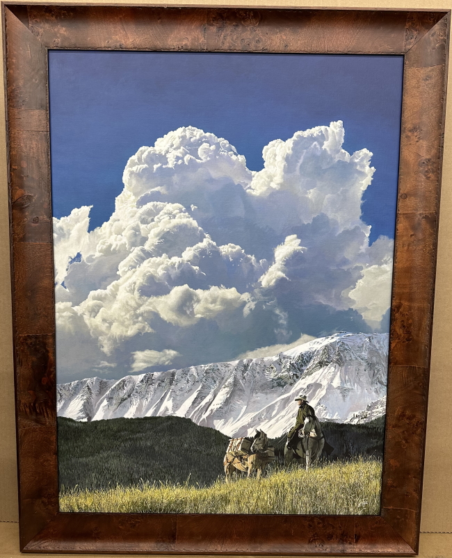 Mountain Pass by John Bye painting of a cowboy