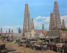 Original Painting, Texas Oil Town by John Bye