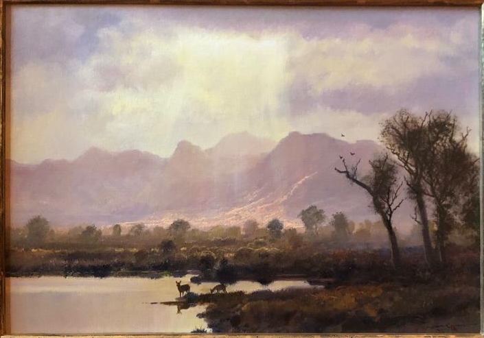 Original Painting, Afternoon Water Hole by Michael Coleman