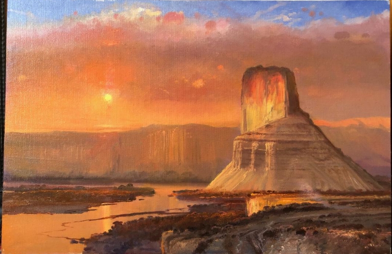 Original Painting, Castle Butte, Wyoming Territory by Michael Coleman