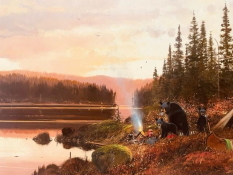 Original Painting, Bears in Camp! by Nicholas Coleman