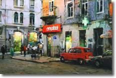Original Painting, Street In Lisbon by Dimitri Danish