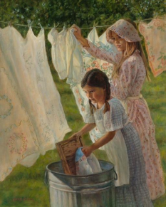 Original Painting, Clothesline by Judee Dickinson