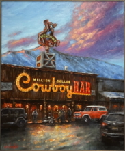 Million Dollar Cowboy Bar 24 x 20, Original Painting by Wesley James Drake