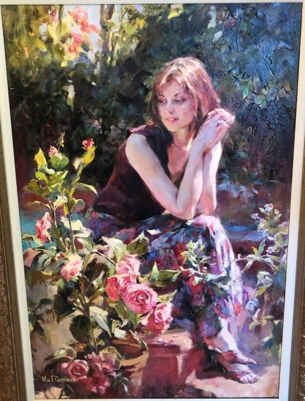 Original Painting, Among Flowers by Michael & Inessa Garmash