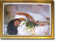 Original Painting, White Lilies by Michael & Inessa Garmash