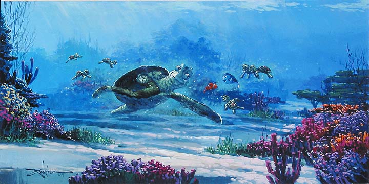 Turtle Wisdom Original Painting by Rodel Gonzalez