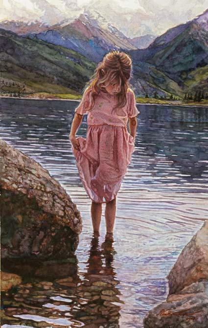 Original Painting, Reflections on the Lake by Steve Hanks