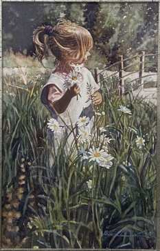 Original Painting, Picking Daisies by Steve Hanks