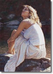 Original Painting, With Sun in Her Hair by Steve Hanks
