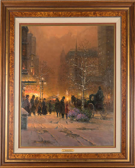 Original Painting, Evening on the Avenue New York City by G. Harvey