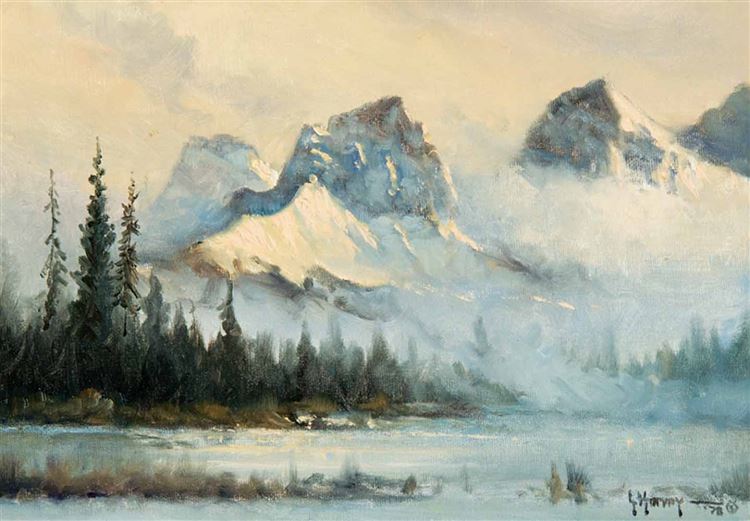 Original Painting, In the Canadian Rockies by G. Harvey