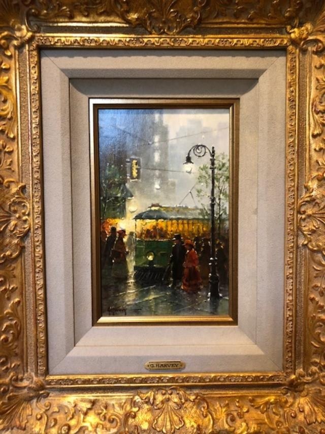 Original Painting, Soft Lights of the City by G. Harvey