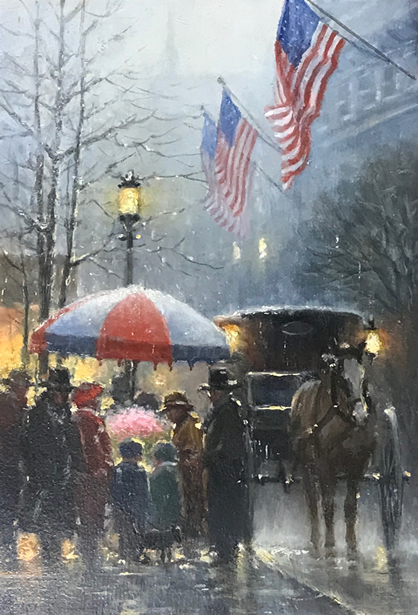 Original Painting, Street Vendor by G. Harvey