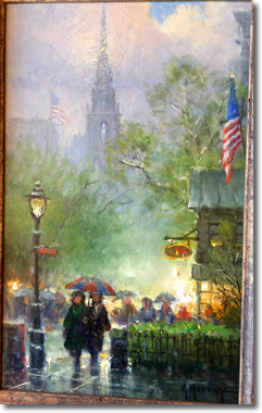 Original Painting, Strolling on Newbury St., Boston by G. Harvey