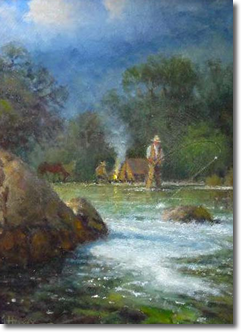 Original Painting, Trout Stream by G. Harvey