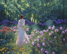 Original Painting, Garden Walk by Richard Johnson