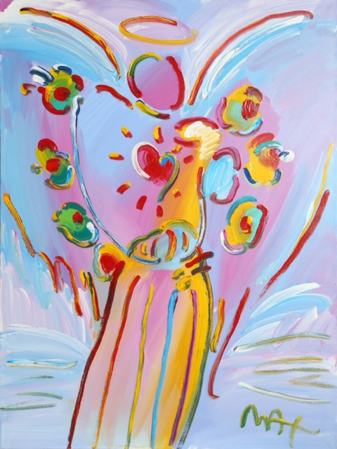 Original Painting, Angel with Heart 1999 by Peter Max