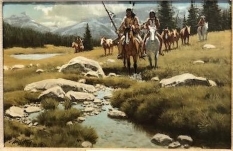 Original Oil on Canvas, Stolen Ponies by Frank McCarthy