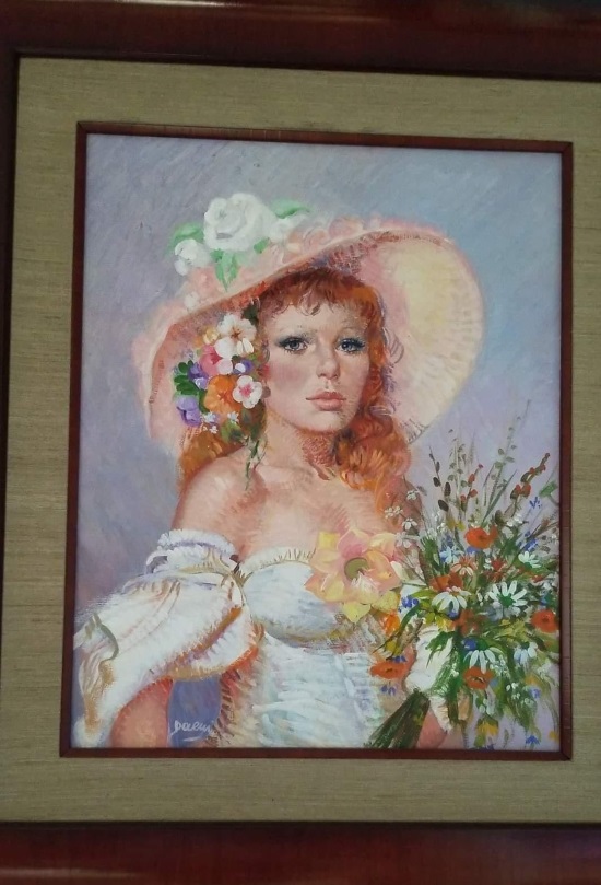 Original Painting, Picking Flowers by Pino