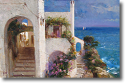 Original Painting, Stairway by the Sea by Pino