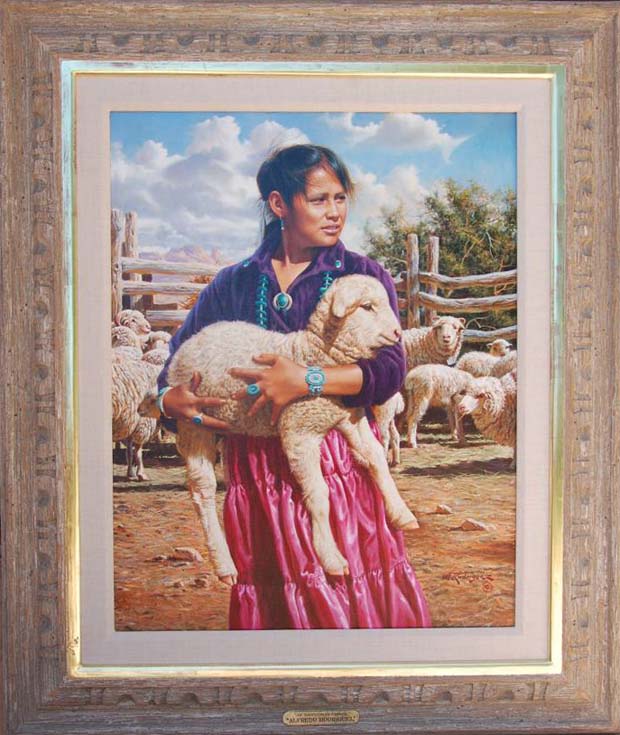Original Painting, At Grandma's Corral by Alfredo Rodriguez