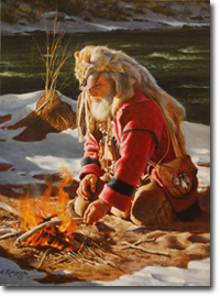 Original Painting, A Warming Fire by Alfredo Rodriguez