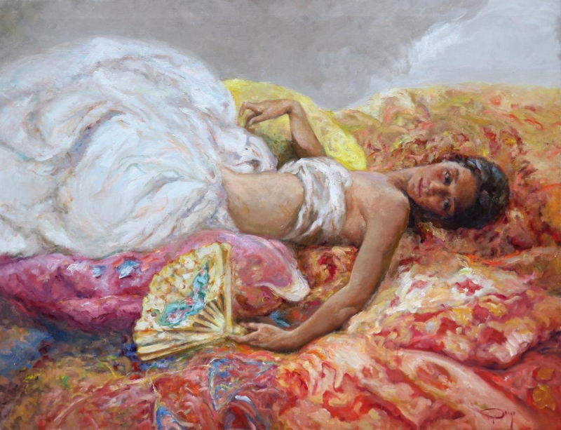 Relax Original Painting by Royo