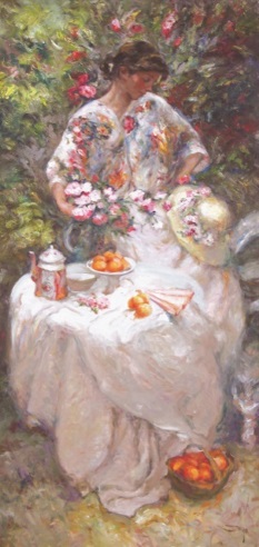 Original Painting, En El Jardin by Royo