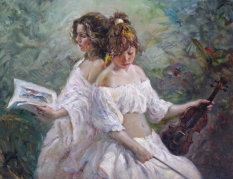 Original Painting, Musical Duo by Royo