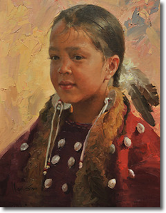 Original Painting, Lakota Girl by Mian Situ