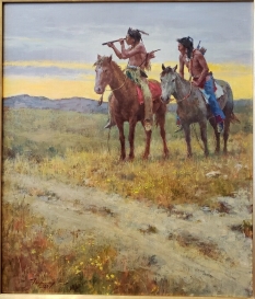 Original Painting, Many Wagons Come by Howard Terpning