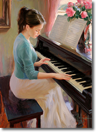 Original Painting, At the Piano by Vladimir Volegov