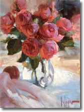 Original Painting, Austin Roses by Vladimir Volegov