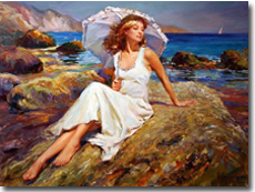 Original Painting, By the Seaside by Vladimir Volegov
