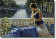 Original Painting, Enjoying Amsterdam by Vladimir Volegov