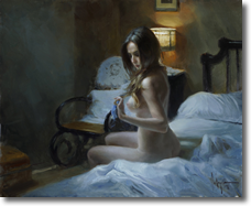 Original Painting, In Hotel by Vladimir Volegov