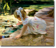 Original Painting, Reaching for Lillies by Vladimir Volegov