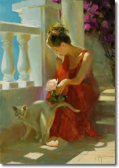 Original Painting, With a Cat by Vladimir Volegov