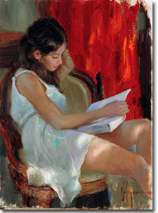 Original Painting, Reading a Novel by Vladimir Volegov