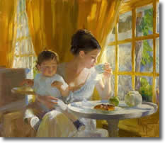 Original Painting, Teatime by Vladimir Volegov