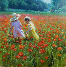 Original Painting, Poppies, Poppies, Poppies... by Vladimir Volegov