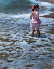 Original Painting, The Girl and the Sea by Vladimir Volegov