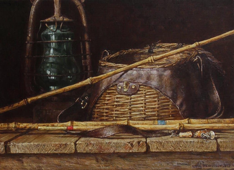 Original Painting, Going Fishing by Anton Ovsianikov