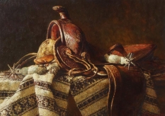 Original Painting, Saddle and Spurs by Anton