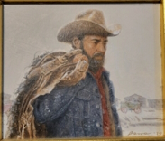 Bama Original Oil on Board Study Bob Edgar Old Trail Town Cody Wyoming